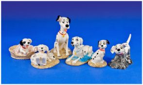 Royal Doulton 101 Dalmations Six Piece Figure, comprising Rolly, DM4; Penny and Freckles, DM3;