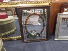 Stained Glass Lead Effect Overlaid Mirror, fitted in a wooden frame, 27½ inches high and 21 wide.