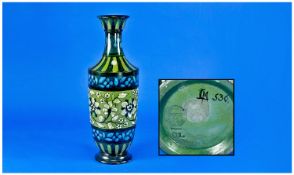 Doulton Lambeth Lustre Faience Vase, circa 1880. Artist signed Minna Crawley. Much of her work