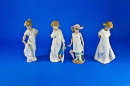 Four Nao By Lladro Figures comprising children in various poses & heights.