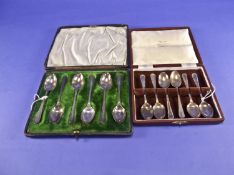 Two Cased Sets Of Silver Tea Spoons. Sheffield h 1900 & M 1954