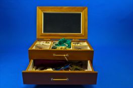 Jewellery Box With Integral Mirror And Single Drawer Containing Misc Costume Jewellery, Comprising