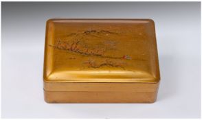 Small Gold Lacquered Box, With Removable Lid, Marked To Base Wong Tai Mi & Co Foochow.