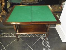 Early 20th Century Mahogany Fold-Over Card Table, of two tier form, raised on cabriole legs, 27
