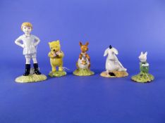 Royal Doulton Winnie The Pooh Collection, 5 piece Set Comprising 1. Christopher Robin W.P.9. 2.