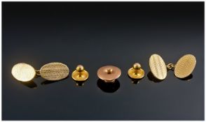 Gents Vintage Gold Fronts Pair of Cufflinks and Three 9ct Gold Studs. Stamped 9ct. Gross Weight 7.