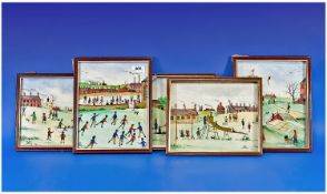 Collection of Five Small Lowry Style Framed Watercolours.