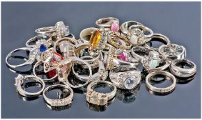 Collection Of 30 Mixed Silver Rings.