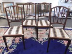 Set of Four Edwardian Mahogany Bedroom Chairs, in the Sheraton style, with boxwood stringing,