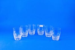 Set of Six Cut Glass Whisky Tumblers, with diamond cut bodies and star cut bases.