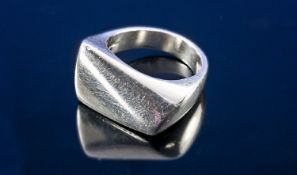 Georg Jensen. A Heavy Quality Danish Silver Angular Shaped Ring. Full Jensen marks including