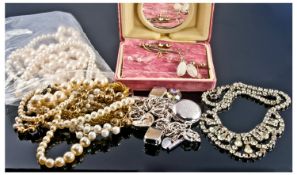Small Quantity of Costume Jewellery including `Johnny Loves Rosie` charm bracelet, box of small