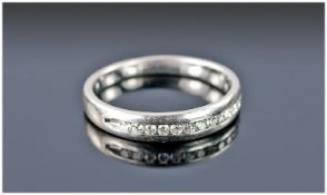 14ct White Gold Diamond Eternity Ring, Channel Set Round Modern Brilliant Cut Diamonds, Stamped