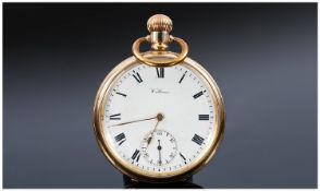 Waltham Open Faced Pocket Watch, The 50mm Plated Case Of Circular Form, White Enamelled Dial With