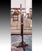 Modern Oak Standard Lamp, the shade in the form of a lantern, raised on a square support,