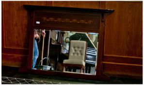 Edwardian Mahogany inlaid Over mantle Mirror. 32 inches high 42 wide.