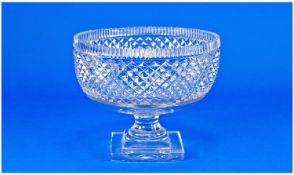 A Fine Irish Georgian Cat Glass Punch Bowl on a footed pedestal square or sweet meat base with a