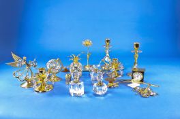 Collection of Swarovski Style Cut Glass Decorative Ornaments, including candlesticks, scent