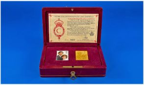 The Royal Wedding Official Souvenir Portrait 18ct Gold Portrait Showing The Prince Of Wales And