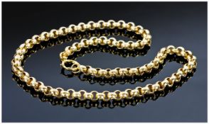 14ct Gold Fancy Link Chain, Textured Belcher Links. Length 19 Inches,  Weight 34.6 Grammes.