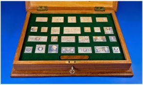 `Stamps Of Royalty`, Modern Set of Twenty Five Silver Replica Postage Stamps Commemorating The