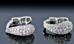 18ct White Gold Diamond Earrings By CHIMENTO Pave Set With Round Modern Brilliant Cut Diamonds,