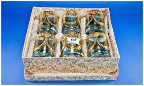 Six Italian ``Cristal Mode`` Glass Tumblers, With Gilt Decoration.