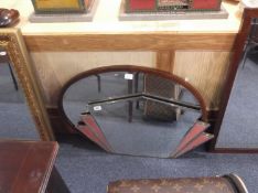 Art Deco Wall Mirror, the sides with pink sections to either side, together with an Edwardian oval