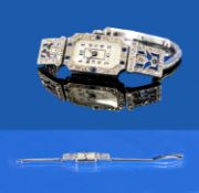 Platinum Diamond Set Cocktail Watch, The Bezel And Lugs With Geometric Set Calibre Sapphires