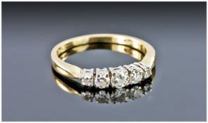 18ct Gold Diamond Ring, Set with Five Graduating Round Brilliant Cut Diamonds, Fully Hallmarked,