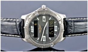 Gents Breitling Chronometer Aerospace Wristwatch The Dark Grey Dial With Hourly Applied Luminous
