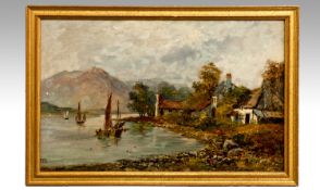 Early 20th Century Scottish Paintings. Title ``Loch Katrine`` with the view of Ben Voirlich in the