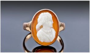 Victorian 9ct Gold Cameo Ring, Hallmarked For Chester K 1893, Ring Size O½.