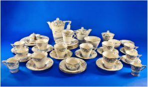 An Extensive Thomas Forester and Sons Art Deco Viola Pattern Tea and Coffee Service, c 1930 of