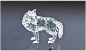 Swarovski Cut Crystal Figure ``Wolf``. Designer Edith Mair, issued 1996, number 7550 207 549. 2.5