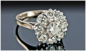 18ct Gold Diamond Cluster Ring, Set With A Central Round Single Stone Brilliant Cut Diamond