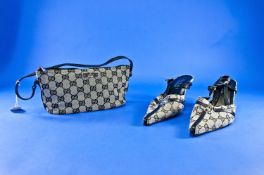 Gucci Style Ladies Shoes, size UK 7 with dust bag, together with a matching handbag.