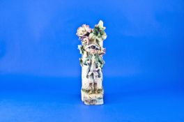 French Majolica Vase. Boy Soldier A/F 11.5 inches in height.