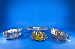 Collection of Silver Plate, including oval pierced dish, two handled, pierced basket, footed two