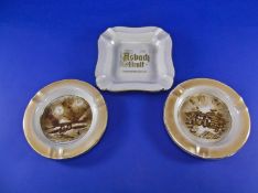 Bruce Bairnsfather Interest Two Grimwades Souvenir Of The Great War Ashtrays, With Transfer Prints