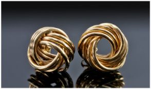 9ct Gold Pair Of Twist Earrings. Fully Hallmarked. 3.9grams,