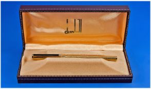 Dunhill Gold Plated Fountain Pen. 14ct Gold Nib, Complete In Box With All Paperwork And