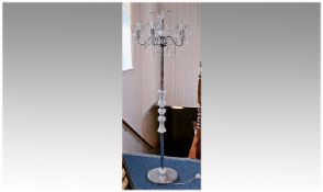 Swarvoski `Bodenleuchte` Late 20th Century Five Branch Glass and Chrome Standard Lamp, with a