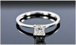 Platinum Diamond Solitaire Ring, Set With A Princess Cut Diamond, Estimated Diamond Weight .40ct, J