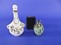 Perfume Bottles 1. In shape of Gulls egg. 2. Marlborough House gilt and white flask.