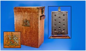 A Very Rare Teak Shell Carrying Box. Probably the Royal Artillery (India Service) with heavy guage