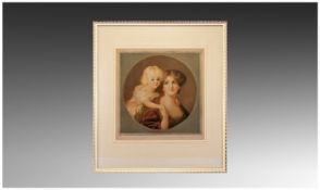 Beautiful Mezzotint of Mother and Child. Pencil Signed to the margin Will Henderson and E Thornton.