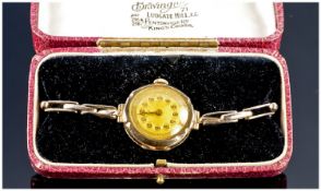 Ladies 1920`s 9ct Gold Marvel Winding Wrist Watch, with 9ct gold expanding bracelet. Good working