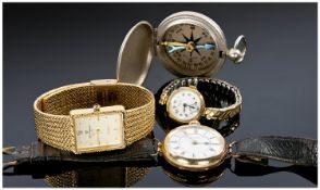 Misc Lot, Comprising Gold Plated Converted Watch, The Dial Marked Fattorini & Sons, U.S Wittnauer