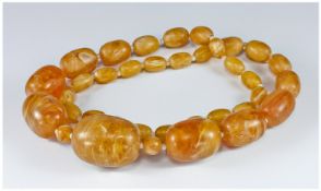 Pale Amber Graduating Bead Necklace, Weight 75 Grammes.